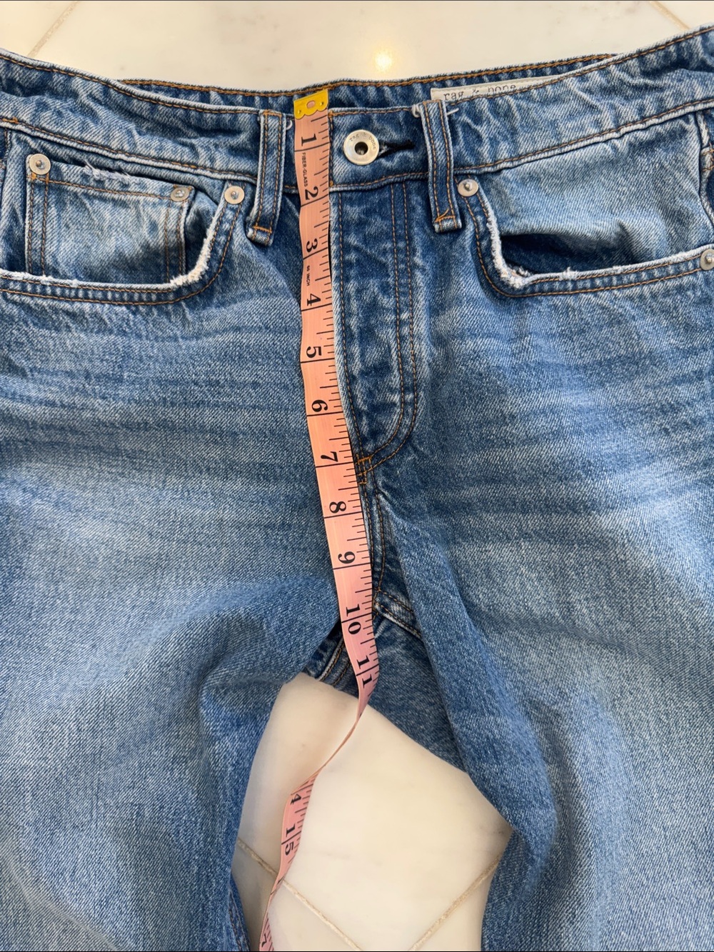 rag & bone Medium Blue Boyfriend Jeans with Button Fly - Picture 5 of 6